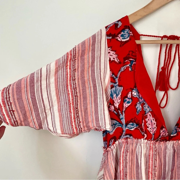 Free People Under the  Sun Tunic Top Red Rome - Picture 8 of 13